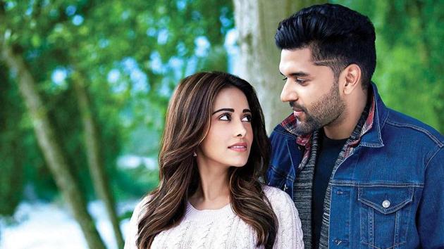 Nushrat Bharucha and Guru Randhawa in a still from their latest single, Ishq Tera.