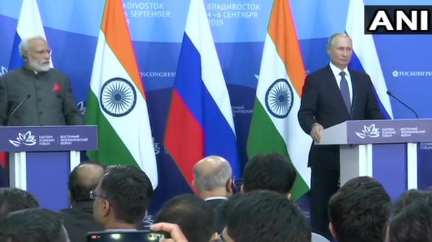 PM Modi and President Putin at the joint press conference in Vladivostok, Sep 4, 2019. (ANI / Twitter) PM Modi and President Putin at the joint press conference in Vladivostok, Sep 4, 2019. (ANI / Twitter)