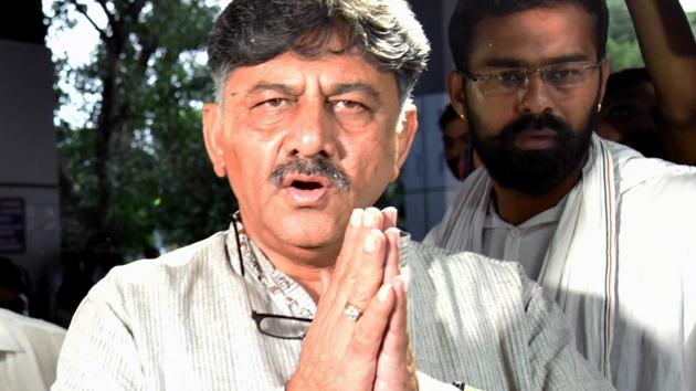 The Enforcement Directorate (ED) arrested Shivakumar on Tuesday evening in connection with an alleged money laundering case.(ANI)