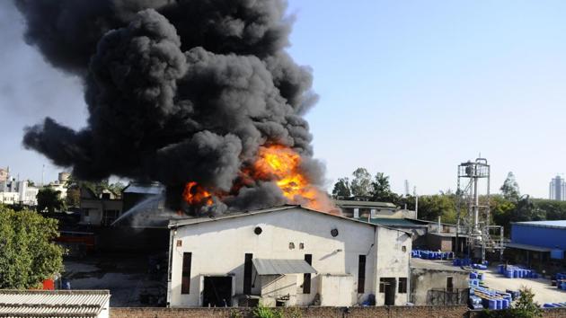 The paint factory had gone up in flames at the Industrial Area, Phase 7, Mohali, on March 15. The paint factory had gone up in flames at the Industrial Area, Phase 7, Mohali, on March 15.