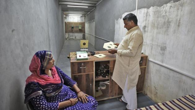 Shooter Saurabh Chaudhary’s parents are seen at their son’s in-house shooting range where he practices, in Baghpat Uttar Pradesh. Saurabh, the world record holder in 10m pistol is India’s youngest gold medallist at the Asian Games and the country’s brightest prospect at the 2020 Olympics. (Burhaan Kinu / HT Photo) Shooter Saurabh Chaudhary’s parents are seen at their son’s in-house shooting range where he practices, in Baghpat Uttar Pradesh. Saurabh, the world record holder in 10m pistol is India’s youngest gold medallist at the Asian Games and the country’s brightest prospect at the 2020 Olympics. (Burhaan Kinu / HT Photo)