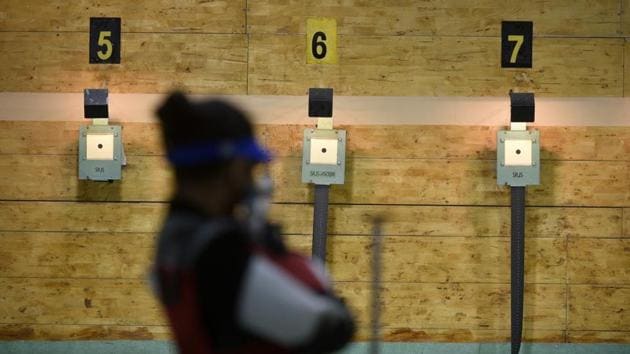 hooters participate in the Juniors 10m Air Rifle qualifiers.(Biplov Bhuyan/HT PHOTO)