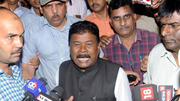 Bandhu Tirkey after his arrest in Ranchi on Wednesday. (Diwakar Prasad/ HT Photo) Bandhu Tirkey after his arrest in Ranchi on Wednesday. (Diwakar Prasad/ HT Photo)