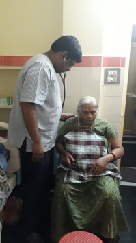 Erramatti Mangayamma, wife of E Raja Rao, 80, from Nelaparthipadu village of Draksharamam block in East Godavari, gave birth to two girls at Ahalya Hospitals at Kothapet through C-section around 10.30 am. (HT Photo) Erramatti Mangayamma, wife of E Raja Rao, 80, from Nelaparthipadu village of Draksharamam block in East Godavari, gave birth to two girls at Ahalya Hospitals at Kothapet through C-section around 10.30 am. (HT Photo)