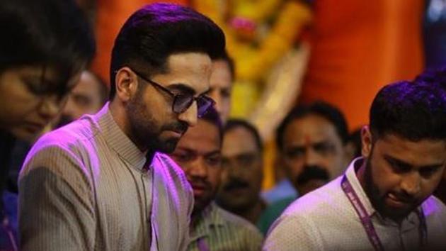 Ayushmann Khurrana shared a picture from his visit to Mumbai’s Lalbaugcha Raja. (Instagram) Ayushmann Khurrana shared a picture from his visit to Mumbai’s Lalbaugcha Raja. (Instagram)