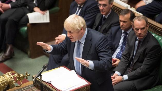 Britain's Prime Minister Boris Johnson speaks during Prime Minister's Questions session in the House of Commons in London, Britain September 4, 2019.(Handout via Reuters) Britain's Prime Minister Boris Johnson speaks during Prime Minister's Questions session in the House of Commons in London, Britain September 4, 2019.(Handout via Reuters)