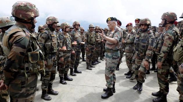 Chief of Army Staff, General Bipin Rawat visited troops on the Line of Control to review prevailing situation and operational readiness of the units of White Knight Corps. The army chief said he was offering a peaceful gesture towards the terrorists and appealed them to stop the bloodshed.(ANI Photo)