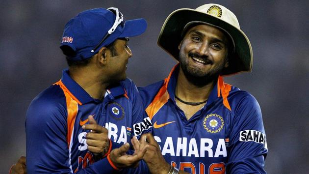 A file photo of Virender Sehwag and Harbhajan Singh.(Getty Images)