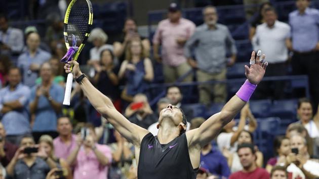 Rafael Nadal of Spain celebrates after his match against Diego Schwartzman of Argentina (not pictured) in a quarterfinal match on day ten of the 2019 US Open tennis tournament at USTA Billie Jean King National Tennis Center. (USA TODAY Sports) Rafael Nadal of Spain celebrates after his match against Diego Schwartzman of Argentina (not pictured) in a quarterfinal match on day ten of the 2019 US Open tennis tournament at USTA Billie Jean King National Tennis Center. (USA TODAY Sports)