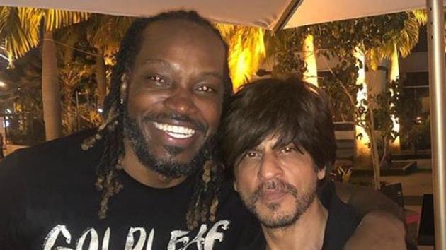 Chris Gayle poses for a photo with Shah Rukh Khan.(Chris Gayle/ Instagram)