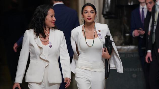 White can make a fashion statement as well as a political one, as we saw in February, when Alexandria Ocasio-Cortez joined 40 women members of the US House of Representatives in wearing all-white to President Donald Trump’s State of the Union address, echoing the unofficial uniform of America’s suffragettes.(Getty Images)