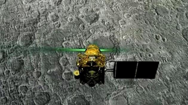 Merely 2.1 km above the lunar surface, lander Vikram lost contact. (PTI Photo) Merely 2.1 km above the lunar surface, lander Vikram lost contact. (PTI Photo)