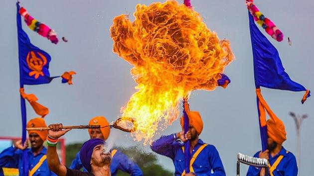 Cadets perform martial arts (gatka) during the combined display as part of the Passing Out Parade of Gentlemen and Lady Cadets, at Officers Training Academy (OTA) in Chennai, Tamil Nadu. (R Senthil Kumar / PTI) Cadets perform martial arts (gatka) during the combined display as part of the Passing Out Parade of Gentlemen and Lady Cadets, at Officers Training Academy (OTA) in Chennai, Tamil Nadu. (R Senthil Kumar / PTI)