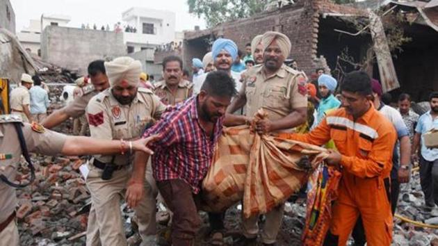 Batala firecracker unit blast claimed 23 lives and injured 20 persons. (HT Photo) Batala firecracker unit blast claimed 23 lives and injured 20 persons. (HT Photo)