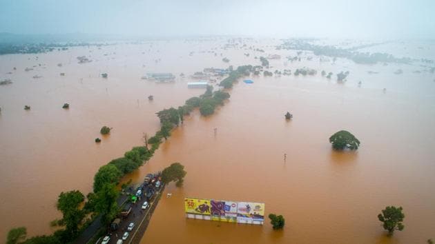 Exactly a month ago the Panchganga overflowed and flooded Kolhapur.(HT PHOTO)