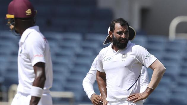 India's Mohammed Shami during a Test match against West Indies(AP)