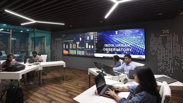 The India Urban Observatory room at urban development ministry office at Nirman Bhawan.(HT Photo) The India Urban Observatory room at urban development ministry office at Nirman Bhawan.(HT Photo)