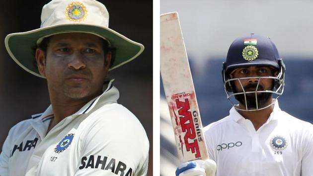 Indian captain Virat Kohli has constantly drawn comparisons with Sachin Tendulkar (HT Collage) Indian captain Virat Kohli has constantly drawn comparisons with Sachin Tendulkar (HT Collage)