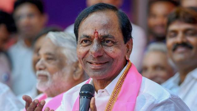 Hyderabad: Telangana Rashtra Samithi (TRS) president K Chandrashekar Rao (KCR) during his swearing-in ceremony as the Chief Minister of Telangana, in Hyderabad on December 13, 2018. (PTI Photo) Hyderabad: Telangana Rashtra Samithi (TRS) president K Chandrashekar Rao (KCR) during his swearing-in ceremony as the Chief Minister of Telangana, in Hyderabad on December 13, 2018. (PTI Photo)