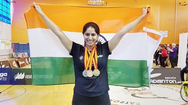 Para-badminton player Manasi Joshi poses for pictures after winning her first World Championships. (PTI) Para-badminton player Manasi Joshi poses for pictures after winning her first World Championships. (PTI)