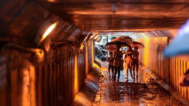 The India Meteorological Department (IMD) said a marginal drop in rain intensity was expected on Sunday. (HT PHOTO) The India Meteorological Department (IMD) said a marginal drop in rain intensity was expected on Sunday. (HT PHOTO)