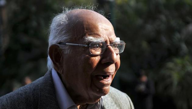 Ram Jethmalani breathed his last at 7.45 am on Sunday at his official residence in New Delhi.(Vipin Kumar/HT File Photo)