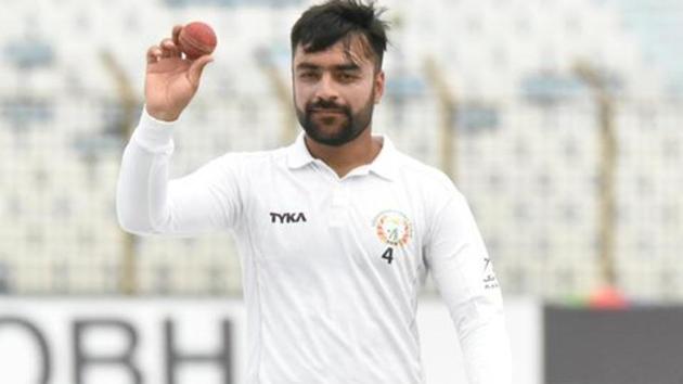 Rashid Khan during the Test match during Afghanistan and Bangladesh.(Twitter)
