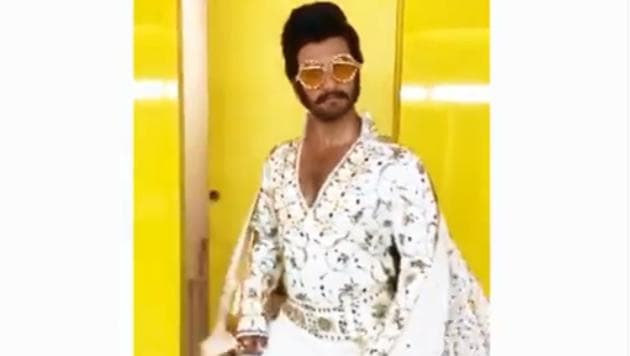 Known for his eclectic, quirky style, Ranveer, Bollywood’s livewire star, has now channelled his inner Elvis Presley in a latest post on social media.(Instagram)