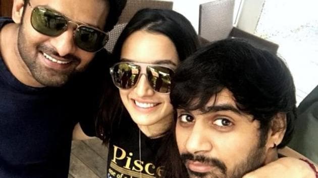 Saaho director Sujeeth poses for a selfie with his actors, Prabhas and Shraddha Kapoor. Saaho director Sujeeth poses for a selfie with his actors, Prabhas and Shraddha Kapoor.