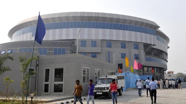 The indoor stadium was built at a cost of <span class='webrupee'>₹</span>85 crore and inaugurated by former Punjab deputy chief minister Sukhbir Singh Badal in November 2016 amid much fanfare.(HT Photo) The indoor stadium was built at a cost of <span class='webrupee'>₹</span>85 crore and inaugurated by former Punjab deputy chief minister Sukhbir Singh Badal in November 2016 amid much fanfare.(HT Photo)