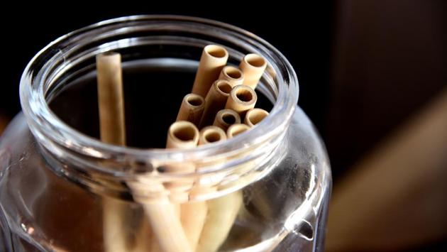 Bamboo straws stored in a jar on a table at the Copacabana restaurant on Yoff Virage beach in Dakar. Today, carafes have replaced single-use plastic bottles and straws are made of bamboo or metal. Paper napkins have gone in favour of locally produced cloth doilies. White vinegar has pride of place for cleaning instead of chemical products. (Seyllou / AFP)