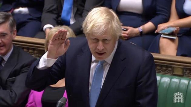 Britain's Prime Minister Boris Johnson speaks after Britain’s parliament voted on whether to hold an early general election, in Parliament in London, in this still image taken from Parliament TV footage. (Reuters) Britain's Prime Minister Boris Johnson speaks after Britain’s parliament voted on whether to hold an early general election, in Parliament in London, in this still image taken from Parliament TV footage. (Reuters)
