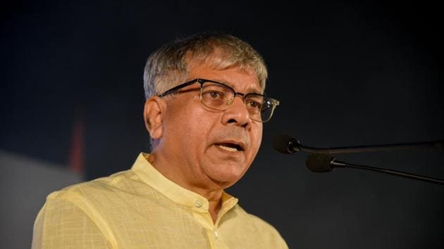 The Prakash Ambedkar-led Vanchit Bahujan Aaghadi (VBA) has finally announced that it will not ally with the Congress in the forthcoming Maharashtra Assembly polls. (Photo by Sanket Wankhade/HT PHOTO) The Prakash Ambedkar-led Vanchit Bahujan Aaghadi (VBA) has finally announced that it will not ally with the Congress in the forthcoming Maharashtra Assembly polls. (Photo by Sanket Wankhade/HT PHOTO)