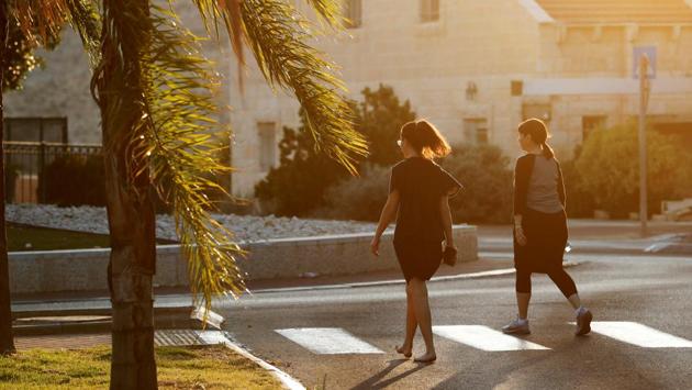 Michele Coven-Wolgel, 60, goes for a walk with her daughter in Maale Adumim, a large settlement on the outskirts of Jerusalem - part of its appeal to many residents who sought affordable housing near the city. “I don’t feel like a settler,” said Coven-Wolgel “Should we be annexed? Yes, we’re a city of 41,000 people, we’re a city, we have a mall.” (Ronen Zvulun / REUTERS) Michele Coven-Wolgel, 60, goes for a walk with her daughter in Maale Adumim, a large settlement on the outskirts of Jerusalem - part of its appeal to many residents who sought affordable housing near the city. “I don’t feel like a settler,” said Coven-Wolgel “Should we be annexed? Yes, we’re a city of 41,000 people, we’re a city, we have a mall.” (Ronen Zvulun / REUTERS)