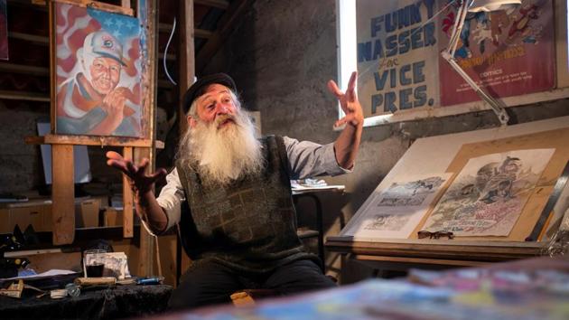 Michael Netzer, 63, a comic artist, in his attic studio at his home in the settlement of Ofra, one of Israel’s first. “It’s ridiculous to say that Jews can’t live here,” said Netzer. “The Bible is a part of it. I would ask anybody: Is it so easy to lose your connection to your ancestors and your land? Of course it isn’t. For the Jewish people, that history is what made us what we are.” (Ronen Zvulun / REUTERS) Michael Netzer, 63, a comic artist, in his attic studio at his home in the settlement of Ofra, one of Israel’s first. “It’s ridiculous to say that Jews can’t live here,” said Netzer. “The Bible is a part of it. I would ask anybody: Is it so easy to lose your connection to your ancestors and your land? Of course it isn’t. For the Jewish people, that history is what made us what we are.” (Ronen Zvulun / REUTERS)