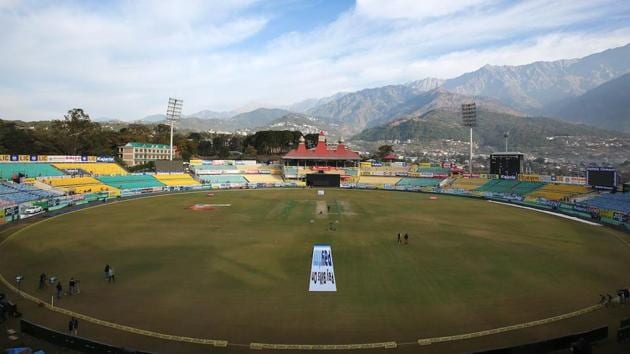 A file photo of Himachal Pradesh Cricket Association Stadium, Dharamsala.(BCCI)