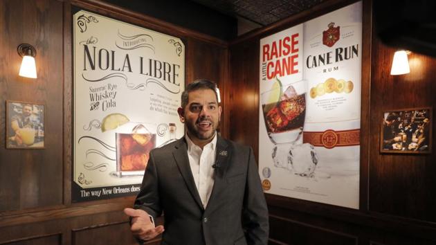 Miguel Solorzano, Sazerac House general manager, gives an introduction during a media preview for the Sazerac house, in New Orleans. (AP Photo/Gerald Herbert)(AP)