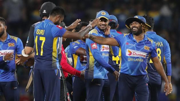 Sri Lankan team members celebrate their win over New Zealand. (AP) Sri Lankan team members celebrate their win over New Zealand. (AP)