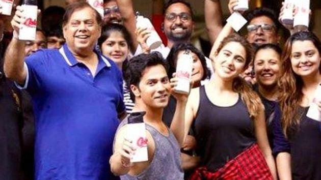 Varun Dhawan, along with dad David Dhawan and co-star Sara Ali Khan lead as they ban single-use plastic on sets of their film Coolie No 1. Varun Dhawan, along with dad David Dhawan and co-star Sara Ali Khan lead as they ban single-use plastic on sets of their film Coolie No 1.