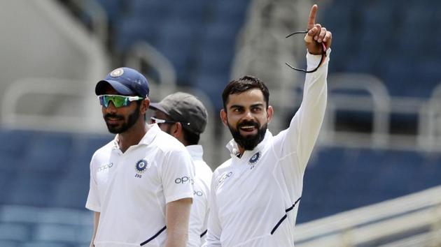 India's captain Virat Kohli during the second Test against West Indies.(AP)