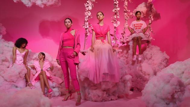 Models pose during the alice + olivia by Stacey Bendet Spring 2020 Fashion Presentation at Root Studio during New York Fashion Week: The Shows in New York City. (Angela Weiss / AFP) Models pose during the alice + olivia by Stacey Bendet Spring 2020 Fashion Presentation at Root Studio during New York Fashion Week: The Shows in New York City. (Angela Weiss / AFP)