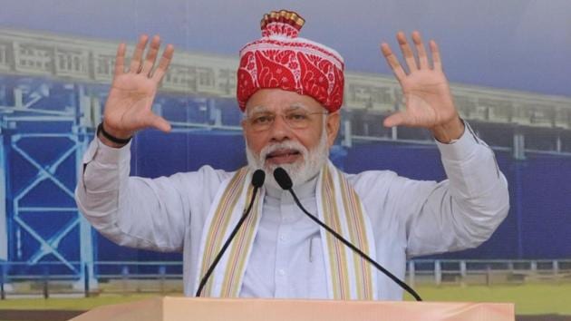 PM Narendra Modi said, at a public meeting in Jharkhand, said that the focus of his government is development for all and fight against corruption.(Diwakar Prasad/ Hindustan Times)