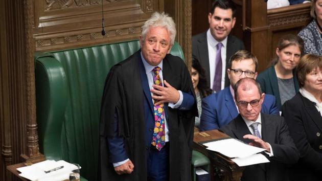 Speaker of the House of Commons John Bercow giving a personal statement in the House of Commons in London, England to announce that he will stand down as the Speaker of the House of Commons on October 31 at the latest. (Jessica Taylor / UK Parliament / AFP) Speaker of the House of Commons John Bercow giving a personal statement in the House of Commons in London, England to announce that he will stand down as the Speaker of the House of Commons on October 31 at the latest. (Jessica Taylor / UK Parliament / AFP)