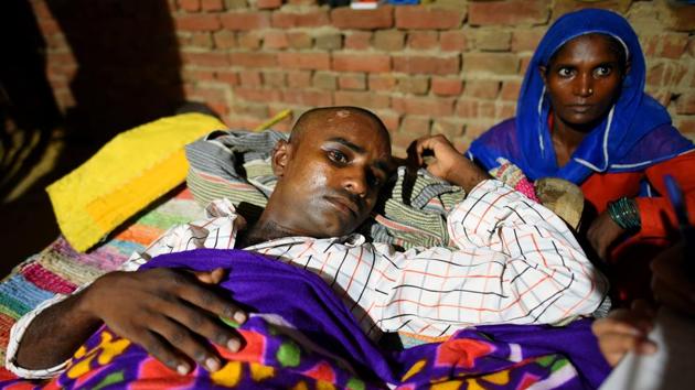 Ramavtar, the brother who survived, at his residence in Chhabra village. Raju and Ramavtar worked as migrant labourers and happened at the time to be on a break from construction sites in Punjab. They were taking their sick nephew to the nearest hospital, in Chandausi block, because his father, also a migrant worker, was away from home. (Amal KS / HT Photo) Ramavtar, the brother who survived, at his residence in Chhabra village. Raju and Ramavtar worked as migrant labourers and happened at the time to be on a break from construction sites in Punjab. They were taking their sick nephew to the nearest hospital, in Chandausi block, because his father, also a migrant worker, was away from home. (Amal KS / HT Photo)
