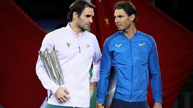 Roger Federer with Rafael Nadal at the 2017 ATP Shanghai Rolex Masters. (Getty Images) Roger Federer with Rafael Nadal at the 2017 ATP Shanghai Rolex Masters. (Getty Images)