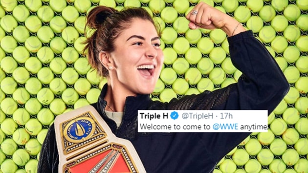 Bianca Andreescu with the customised WWE belt.(@Bandreescu_)