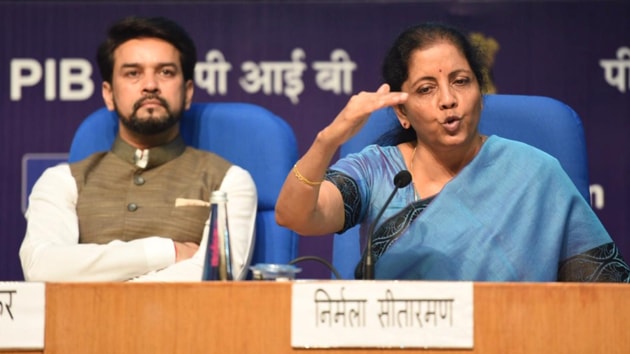 Sitharaman also announced a slew of measures to boost exports among them remission of duties or taxes on export products, particularly in textile dispensation.(Raj K Raj/ HT Photo)