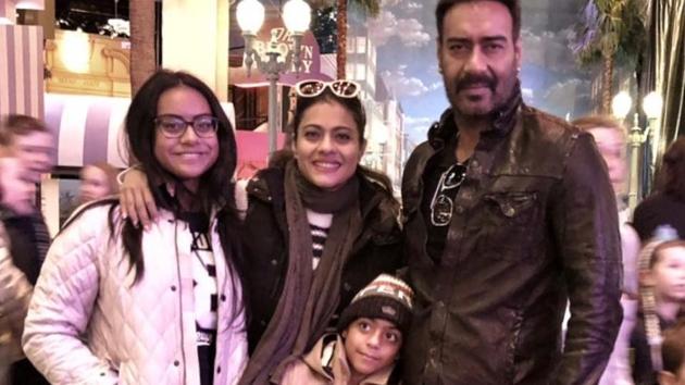 Ajay Devgn and Kajol with their kids Nysa and Yug. Ajay Devgn and Kajol with their kids Nysa and Yug.