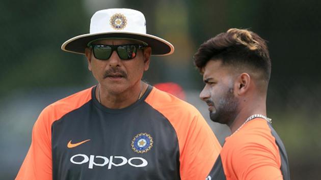 File photo of coach Ravi Shastri with Rishabh Pant.(Getty Images)