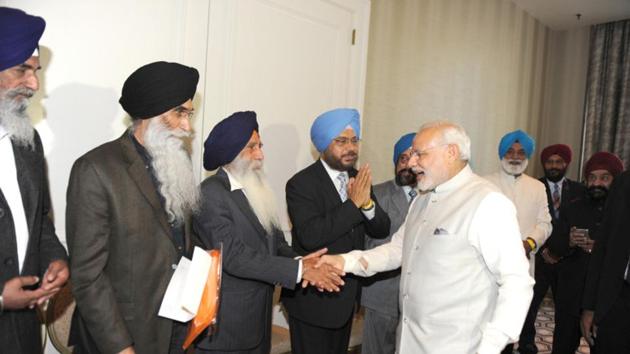 Prime Minister Narendra Modi meeting an American Sikh delegation in California in September 2015. (Asia Times) Prime Minister Narendra Modi meeting an American Sikh delegation in California in September 2015. (Asia Times)